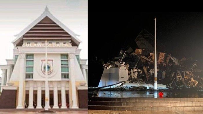 Kantor Gub Sulbar sebelum dan sesudah gempa