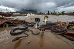 124-Ilustrasi ular lepas karena banjir Banjir Guangxi Hancurkan Peternakan Ular, 800-900 Ekor Lepas ke Pemukiman Warga