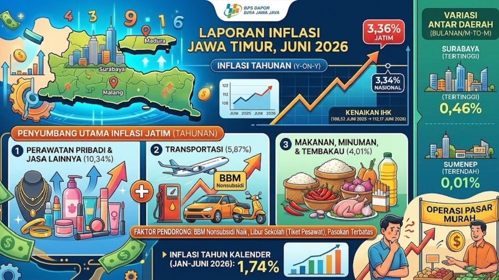 378-Inflasi Jatim Juni 2026 Inflasi Jatim Juni 2026 Lampaui Nasional, Transportasi dan Pangan Jadi Pemicu