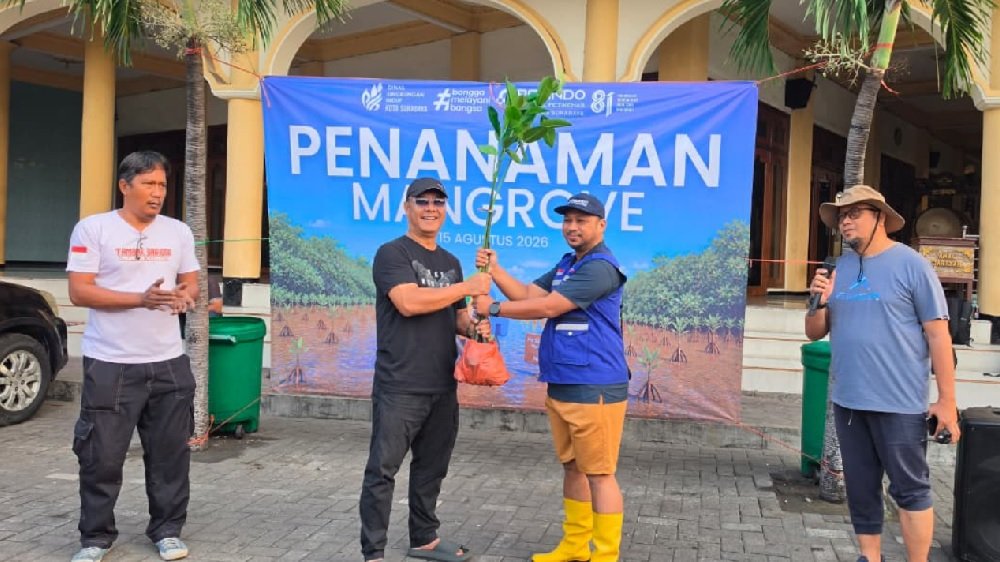 Donasi Oksigen, PT TPS Serahkan 3.000 Bibit Mangrove ke DLH Surabaya untuk Penanaman di Tambak Sarioso