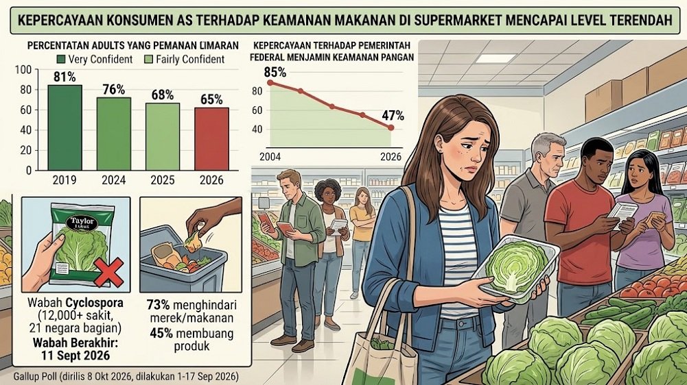 Kepercayaan Konsumen AS terhadap Keamanan Makanan Anjlok ke Titik Terendah Sepanjang Sejarah